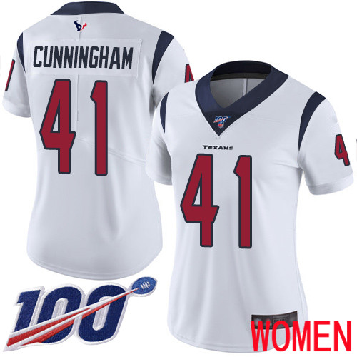 Houston Texans Limited White Women Zach Cunningham Road Jersey NFL Football 41 100th Season Vapor Untouchable